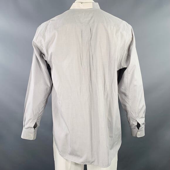 COMME des GARCONS SHIRT Size L Grey White Cotton One Pocket Long Sleeve Shirt - Picture 3 of 5